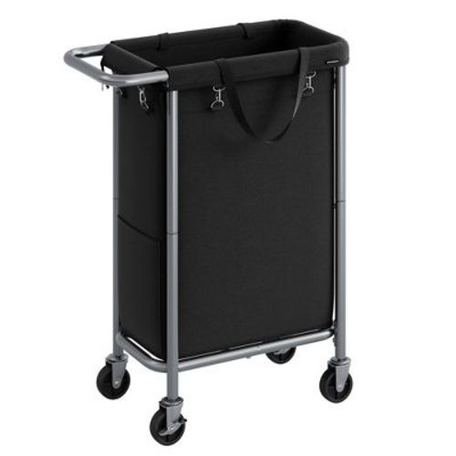 Laundry Basket With Wheels, Rolling Laundry Hamper, Removable Liner, Steel Frame With Handle, Blanket Storage, Dove Grey