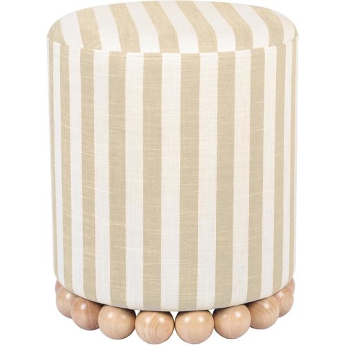 Tov Furniture Dex Beige Striped Linen Ottoman