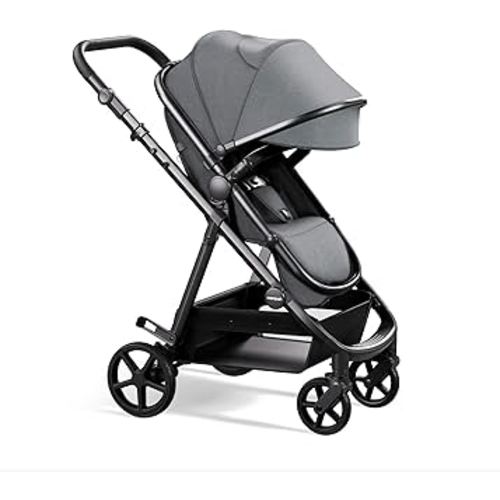 Mompush Baby Stroller, Convertible 2-in-1, Infant Car Seat Compatible, Includes Adapter - Sturdy Full-Size Infant Stroller for Family Adventures