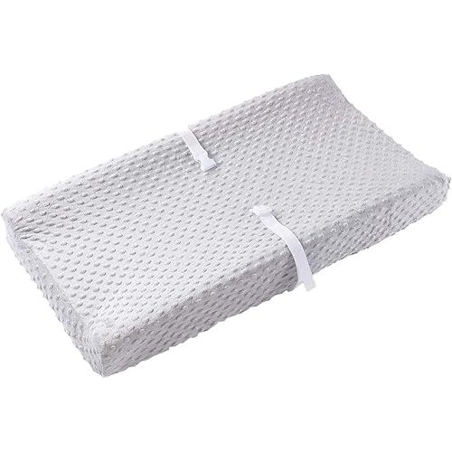 Baby Changing Pad Cover, Super Soft Plush Dot Diaper Changing Table Covers for Baby Girls and Boys, Ultra Comfortable, Safe for Babies, Fit 32"/34'' x 16" Pad (Gray)