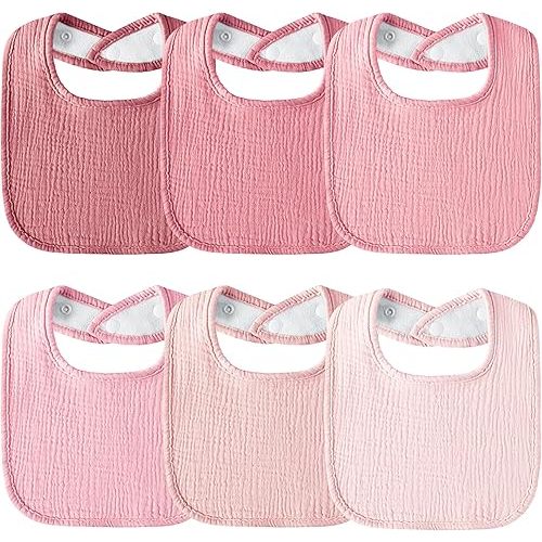 Muslin Baby Bibs 6-Pack Baby Drool Bandana Bibs for Baby Girls Boys Infant Newborn Toddler Drooling and Teething