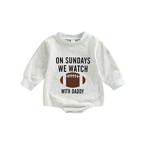 Muasaaluxi Newborn Baby Girl Boy Clothes On Sundays We Watch Football with Daddy/Mommy Sweatshirt Romper Bodysuit Fall Outfit