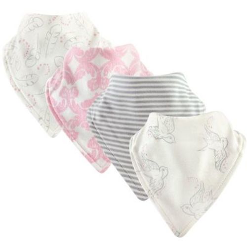 Touched by Nature Baby Girl Organic Cotton Bandana Bibs 4pk, Bird, One Size