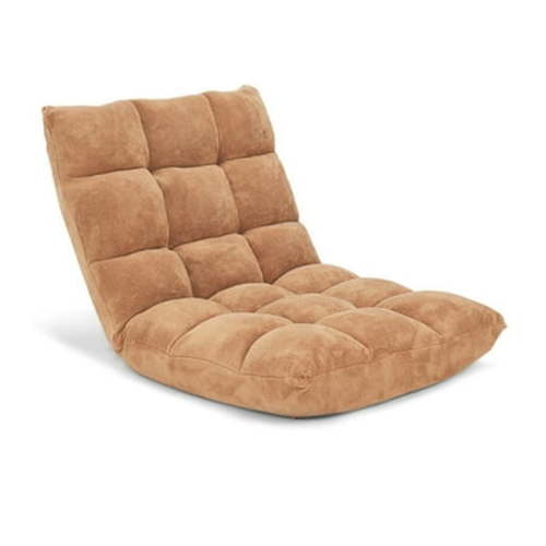 Spaco Adjustable 14-position Cushioned Floor Chair-Beige, Comfy Foldable Floor Seat Cushion, Sturdy Steel Frame, Ideal for Living Room, Bedroom, Easy to Store