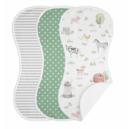 Farm Animals Collection Absorbent Burp Cloths - 3 Pack Set