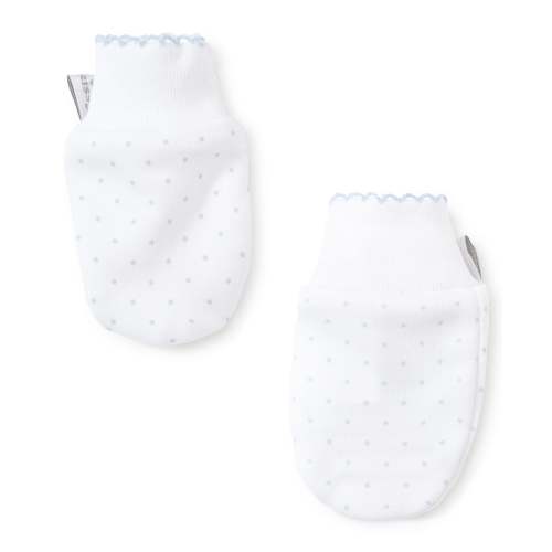 White/Blue New Kissy Dots Print Mitts