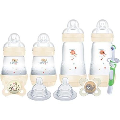MAM Welcome Home Gift Set (9-Piece), Easy Start Anti-Colic Baby Bottles, Baby Pacifiers, Nipples, Training Toothbrush, Baby Shower Gifts
