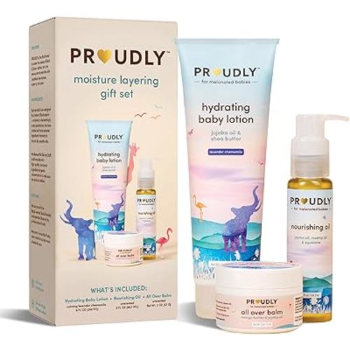 PROUDLY Moisture Layering Gift Set for Melanated Babies Dermatologist-Designed Kids Skin Care for Sensitive & Dry Skin - Ideal for Eczema & Cradle Cap