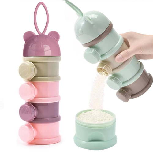 2 Pack 4-Layer Baby Stackable Formula Dispenser, Milk Powder Container for Travel, Portable Snack Storage Box