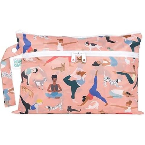 Bumkins Waterproof Wet Dry Clutch Bag for Baby, Travel, Swim Suit, Cloth Diapers, Pump Parts, Pool, Gym Clothes, Toiletry, Hook to Stroller, Pack for Daycare, Zip Bag, Packing Pouch, Yoga Pals