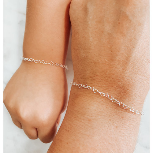 Silver Mommy & Me Heart Bracelet | .925 Sterling Silver | Matching Bracelets | Mother Daughter Bracelets | Mothers Day Gift | Gift for Mom