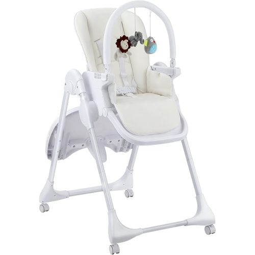4-in-1 Baby High Chair with Play Bar, 7 Height-Adjustable Children's High Chair with Booster Seat, Stealable and Foldable Children's Chair, Light Beige