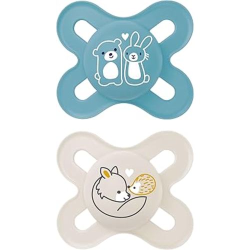 MAM Original Start Newborn Baby Pacifier, Best Pacifier for Breastfed Babies, Sterilizer Case, 0-3 Months, Boy, 2 Count (Pack of 1)