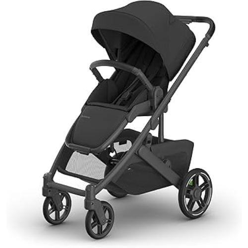 UPPAbaby Cruz V3 Stroller - from Birth + Car Seat Compatible - Full-Size, Reversible Seat - Infant Insert, Bug and Rain Shields Included - Jake (Charcoal/Carbon Frame/Black Leather)