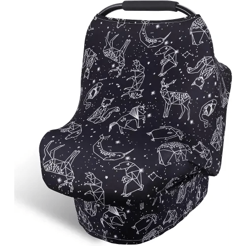 Rquite Baby Car Seat Cover, Carseat Cover Girls Boy, Stretchy Infant Car Seat Cover, Breathable Baby Carrier Cover, Soft Car Seat Canopy, Multi-use Covers Up for Stroller, Shopping Cart, High Chair