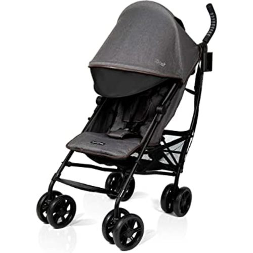 Summer Infant 3Dlite+ Convenience Stroller, Charcoal Herringbone – Lightweight Umbrella Stroller with Oversized Canopy, Extra-Large Storage and Compact Fold