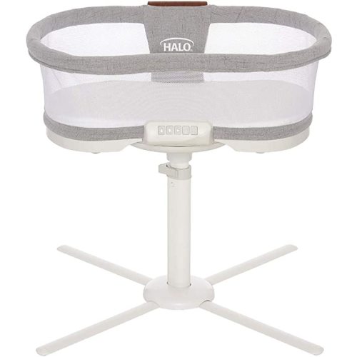 HALO BassiNest Swivel Baby Bassinet, Soothing Center, Vibration and Sound, Luxe Series, Dove Grey Tweed