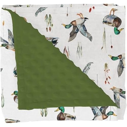 Watercolor Mallard Ducks Baby Blankets for Girl Boy Duck Hunting Soft Mink Dotted Backing Double Layer Swaddle Receiving Blanket Wild Ducks Birds Nursery Bed Throws for Newborn Toddler Crib 30x40