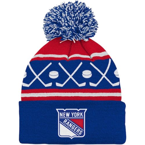 Infant New York Rangers Blue Face-Off Cuffed Knit Hat with Pom