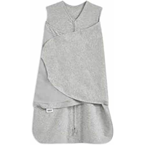 HALO 100% Cotton Sleepsack Swaddle, 3-Way Adjustable Wearable Blanket, TOG 1.5, Heather Grey, Small, 3-6 Months