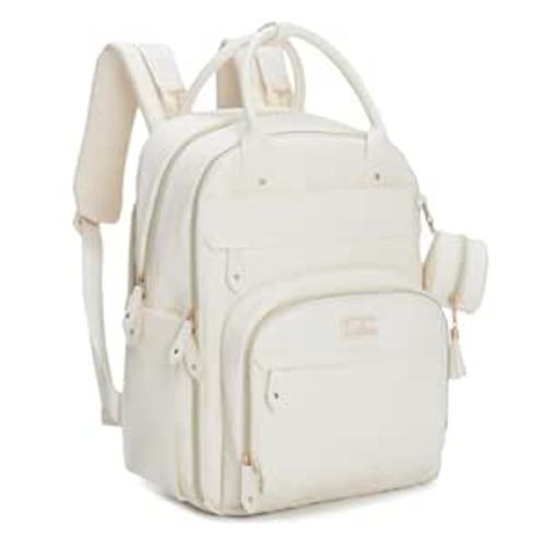 Amazon.com: BabbleRoo Leather Diaper Bag Backpack - Baby Essentials Travel Baby Bag, Multi function, Waterproof, with Changing Pad, Stroller Straps & Pacifier Case – Unisex, Eggshell White : Baby