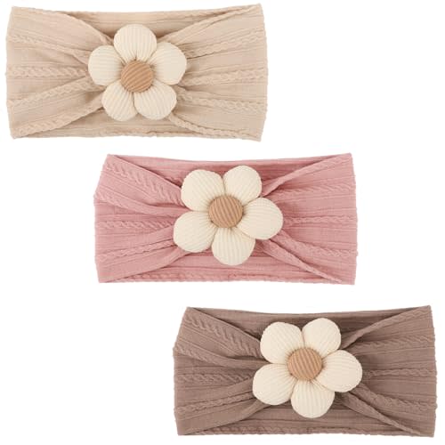 AQOKKA Baby Flower Headbands Nylon Baby Girl Headbands Soft Handmade Hairbands Toddler Hair Accessories for Girls Baby Newborn Infant Kids