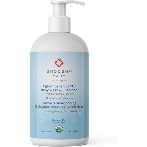 Shoosha USDA certified Organic Shampoo and Body Wash for babies and kids, Great for Sensitive Skin, All natural made from food grade ingredients, Fragrance and Tear Free, Hypoallergenic