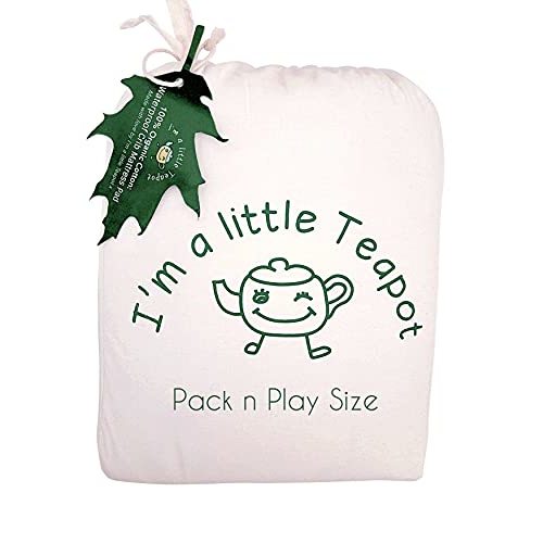 I'm A Little Teapot Pack and Play Mattress Pad - Organic Cotton Crib Mattress Protector - Waterproof Baby Crib Mattress Cover - Super Soft, Durable and Hypoallergenic - Fits 27 x 39 x 4 inch Mattress