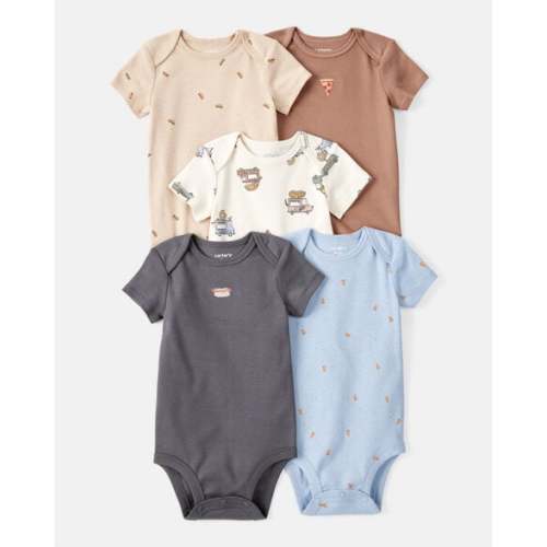 Baby Boy 5-Pack Print Cotton Multipack Bodysuits - Blue/Brown/Green/White - Carter's | Carter's