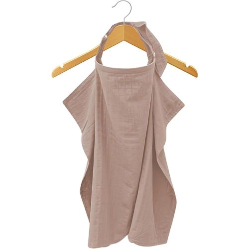 MOZAH 100% Organic Cotton Muslin Nursing Cover for Baby Breastfeeding, Breathable 100% Cotton Breastfeeding Cover with Rigid Hoop for Mother Nursing Apron, Multi-use Carseat Canopy (Warm Taupe)
