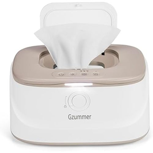 Baby Wipe Warmer, Innovative Spring & Child Lock Design, Large Capacity Wipes Dispenser, Fast Heating, 3 Modes of Temperature Heating Control, Diaper Wipe Warmer with Night Light (Grey)