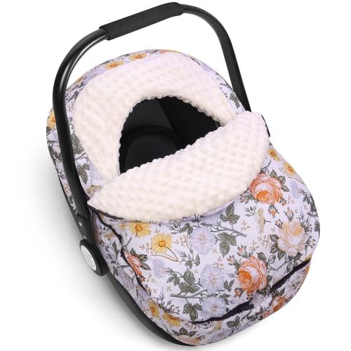 Metplus Winter Baby Car Seat Cover, Blanket-Style Winter Car Seat Canopy for Babies, Warm Plush Fleece Baby Carrier Cover for Infant Boys Girls