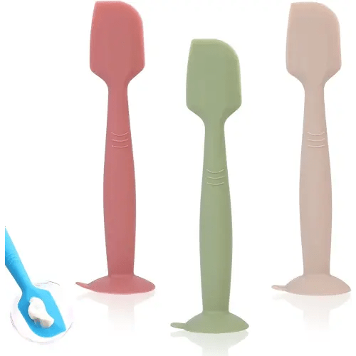 Baby Diaper Cream Spatula Applicator 3 Pack Butt Paste Spatula Soft Silicone,Diaper Rash Cream Applicator, Baby Essentials Must Haves Newborn Stuff (Red Green Beige)