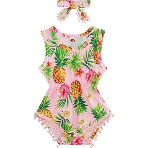 BFUSTYLE Baby Girl Clothes 0-24 Months Outfit Sleeveless Infant Romper Bodysuit with Headband