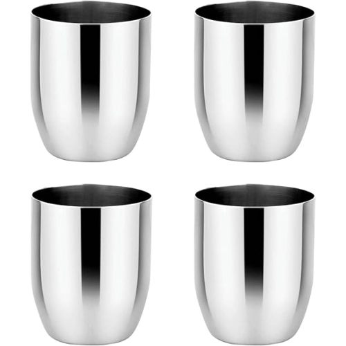 Ahimsa Stainless Steel Kids Cups - Pediatrician Designed Toddler Cup for Open Cup Training, 8oz, 100% BPA Free & Dishwasher Safe (Set of 4 Stainless Steel Cups)