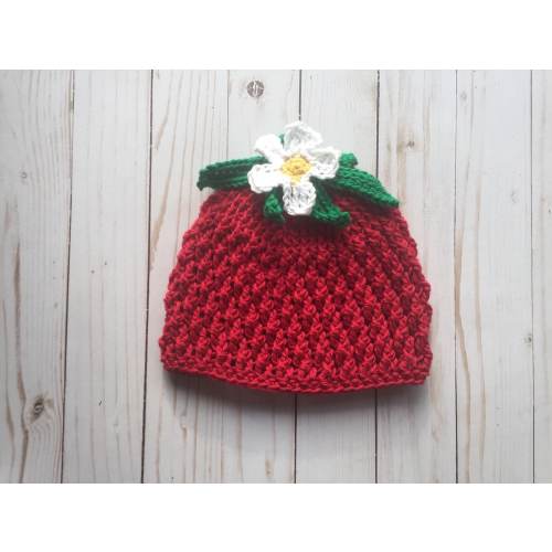 Strawberry Hat, Infant, Newborn, Baby, Toddler, Child, Girl's, Berry, Spring, Summer, Photography Prop, Handmade, Crochet
