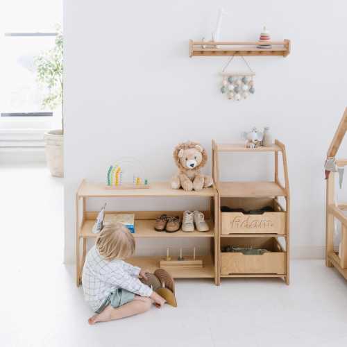 Montessori shelf, Toddler bookshelf, Montessori furniture, Nursery toy shelves, Toys storage Wooden bookcase Montessori regal