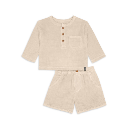 Modern Moments by Gerber Baby Boy Casual Long Sleeve Top and Short Outfit Set, Sizes 0/3 Months - 24 Months