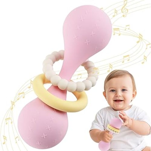 Baby Shaker Grab Montessori Rattle 6 to 12 Month Infant Teether Chew Stacking Toys Sensory Educational Shower Gift