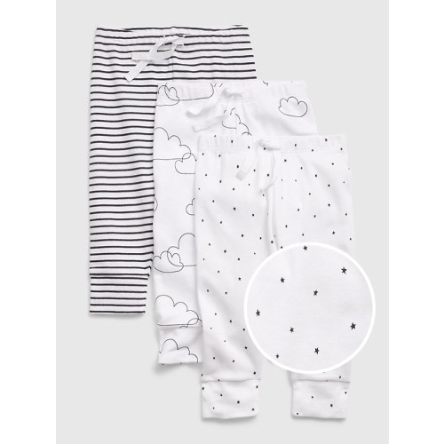 Baby 100% Organic Cotton First Favorite Pull-On Pants (3-Pack) in white, size: 3-6 M