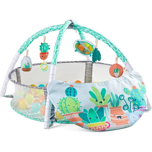 Infantino 4-in-1 Succulent Jumbo Activity Gym & Ball Pit - Combination Activity Gym and Ball Pit for Sensory Exploration and Motor Skill Development for Newborns, Babies and Toddlers