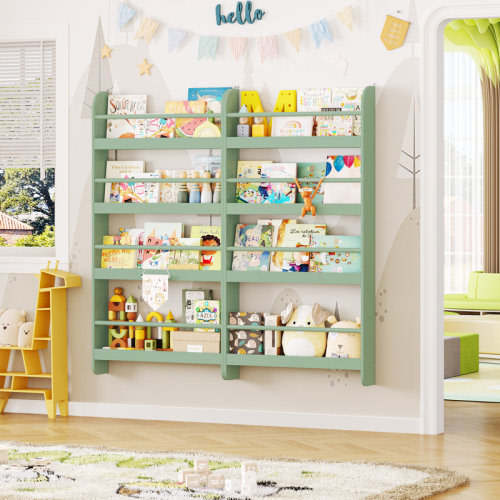 Hokku Designs Phippen 2-pieces Kids Floating Bookshelf, 43.7'' H X 22.8'' W Nursery Bookshelf for Toddler Room & Reviews | Wayfair