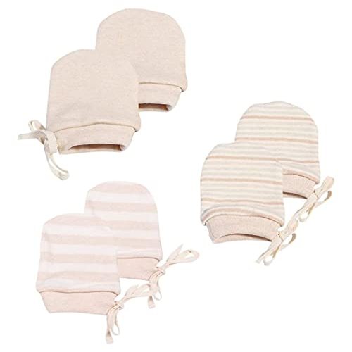 MOMSMENU Newborn Mittens No Scratch 100% Organic Cotton 3 Packs Mitts Baby Boy Girl Neutral With String 0-12 months