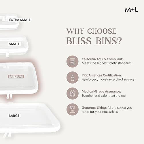 Maple & Lark Bliss Bins - Hard Sided Clear Zipper Case for Storage - Professional-Grade Plastic Clear Zipper Pencil Case, Toiletry Pouch, Travel Organizer, Cosmetic Bag, Toy Storage Bins (2 Pack, M)