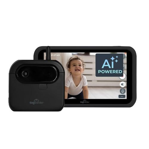 Tiny Traveler Ai Smart Wireless Baby Car Monitor - AI-Powered Safety Alerts: Cry/Laugh/Stand Detection, Virtual Fence, Long Range 1000ft Night Vision Lullabies Night Light