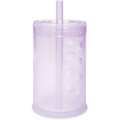Olababy Clear View Silicone Training Cup with Straw Lid | Toddler Sippy Trainer 12mo+ | Unbreakable Water Drinking Cups for Kids 2yr+ | Baby Led Weaning & Feeding Supplies (Lilac, 9 oz)