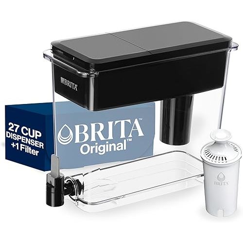 Brita UltraMax Large Water Dispenser With Standard Filter, BPA-Free, Reduces Copper, Cadmium and Mercury Impurities, Lasts 2 Months or 40 Gallons, Includes 1 Filter, Kitchen Accessories, Large 27-Cup