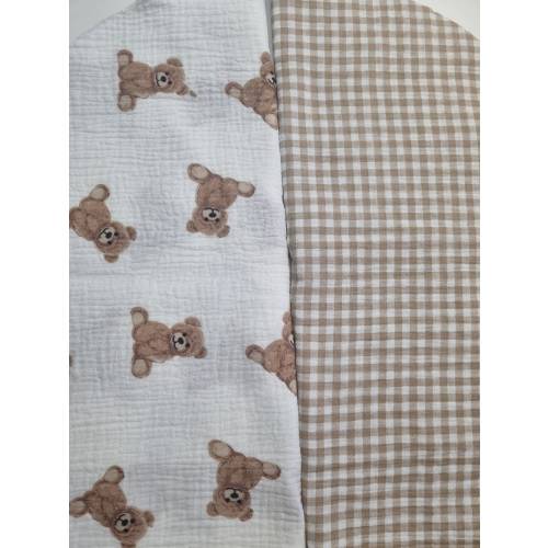 Teddy bear Muslin snuggle me organic cover, snuggle me cover, set of 2 muslin covers, gingham muslin snuggle me organic cover