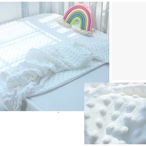 Fitted Crib Sheets, 100% Soft Breathable Microfiber Baby Sheet, Fits Standard Size Crib Mattress 28in x 52in,White Minky Dot Nursery Sheet