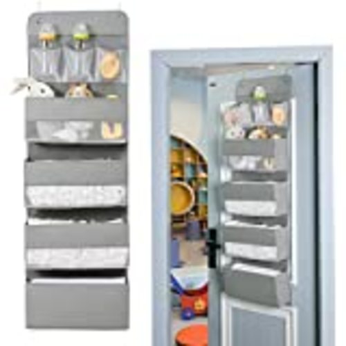 Amazon.com: Univivi Door Hanging Organizer Nursery Closet Cabinet Baby Storage with 4 Large Pockets and 3 Small PVC Pockets for Cosmetics, Toys and Sundries (Grey) : Baby
